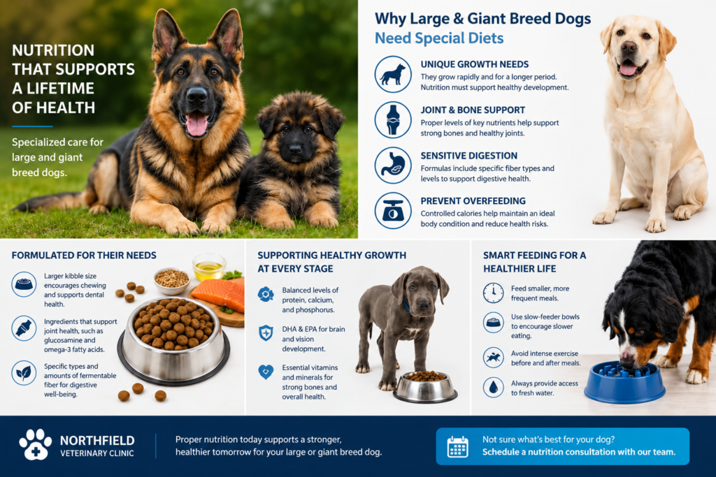 Nutrition for Large & Giant Breed Dogs 2 Large Breed Dog Nutrition Info graphic